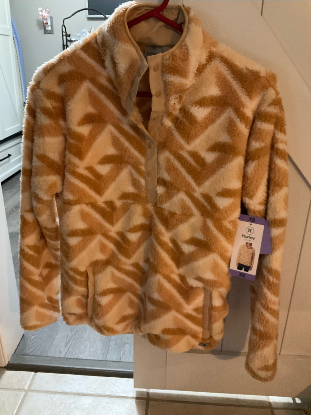 Hurley Tan & Cream Fleece Pullover Jacket